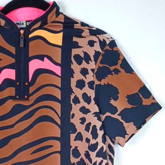 JAMIE SADOCK OUTRAGEOUSLY STUNNING SPORTY ANIMAL PRINT ACTIVE WEAR BIKING TOP - Picture 3 of 12